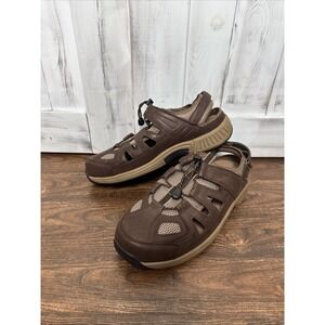 OrthoFeet 593 Alpine Mens Size 13 4E XWide Brown Leather Sandals Shoes Fisherman